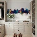 Fayetteville Arkansas Skyline Blue & Bronze Mural Wallpaper - room preview 04