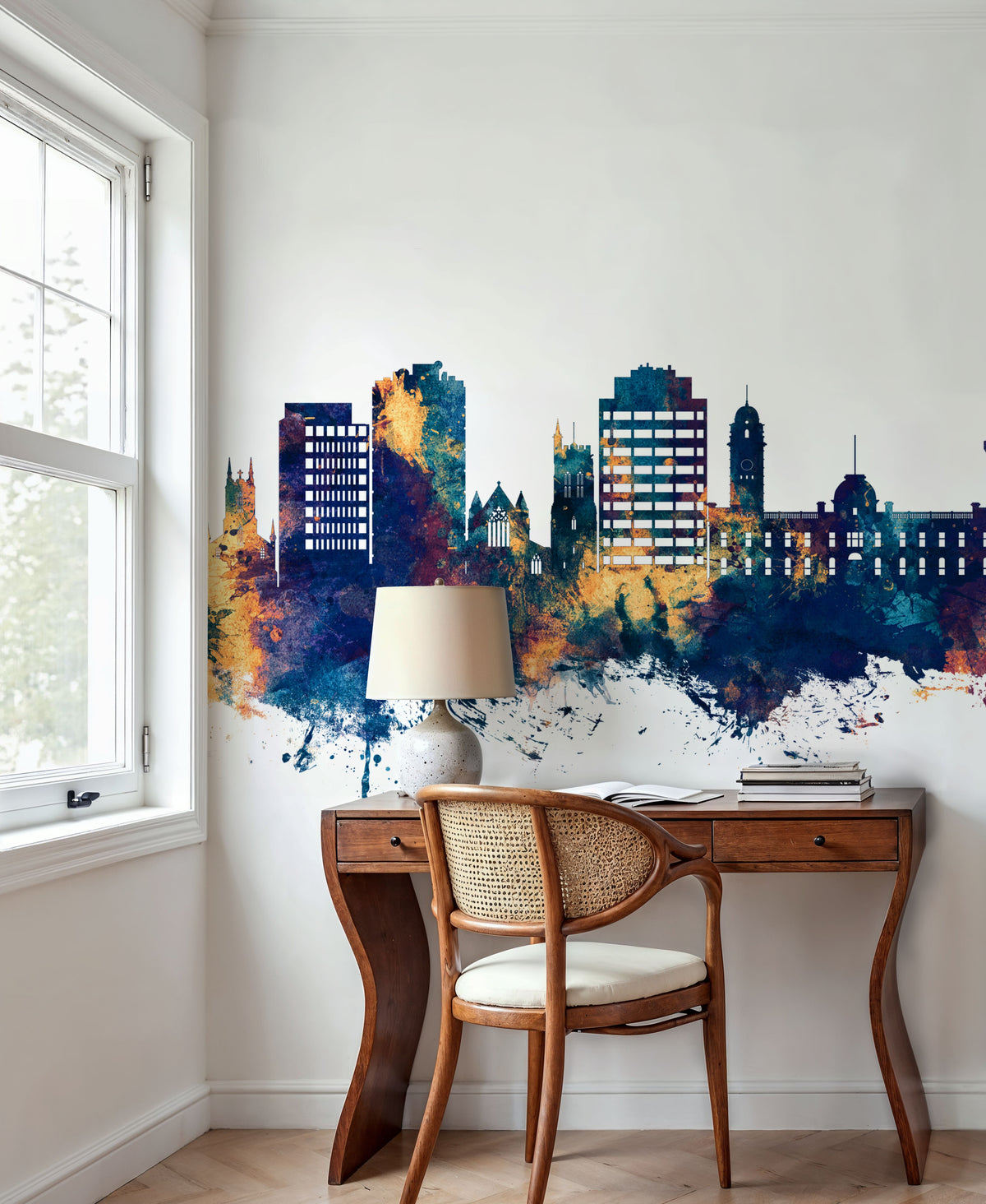 Hobart Australia Skyline Blue & Bronze Mural Wallpaper - room preview 04