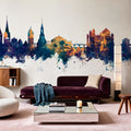 Schaffhausen Switzerland Skyline Blue & Bronze Mural Wallpaper - room preview 04