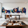 Rotterdam the Netherands Skyline Blue & Bronze Mural Wallpaper - room preview 04