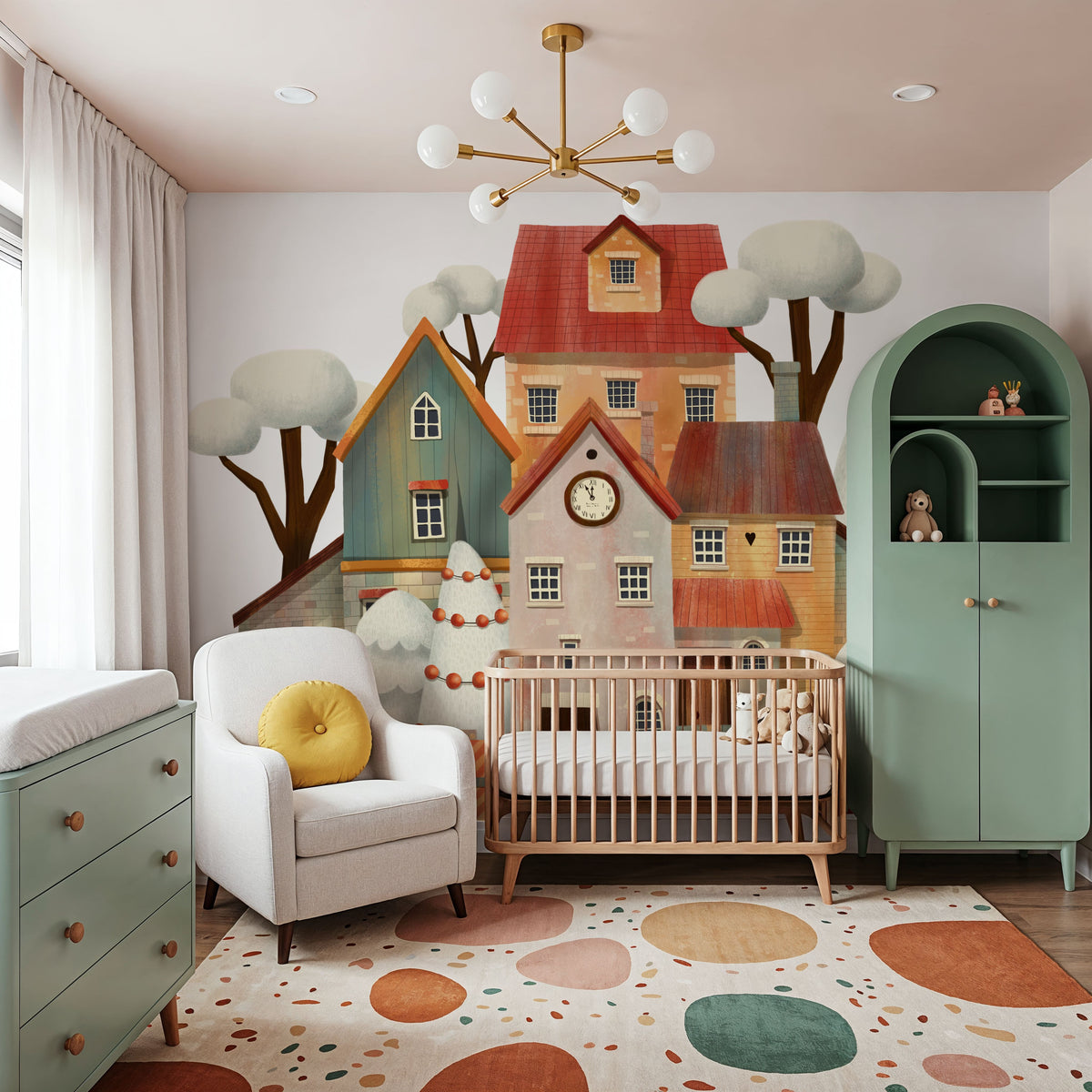 Old Town Holiday's Mural Wallpaper - room preview 04