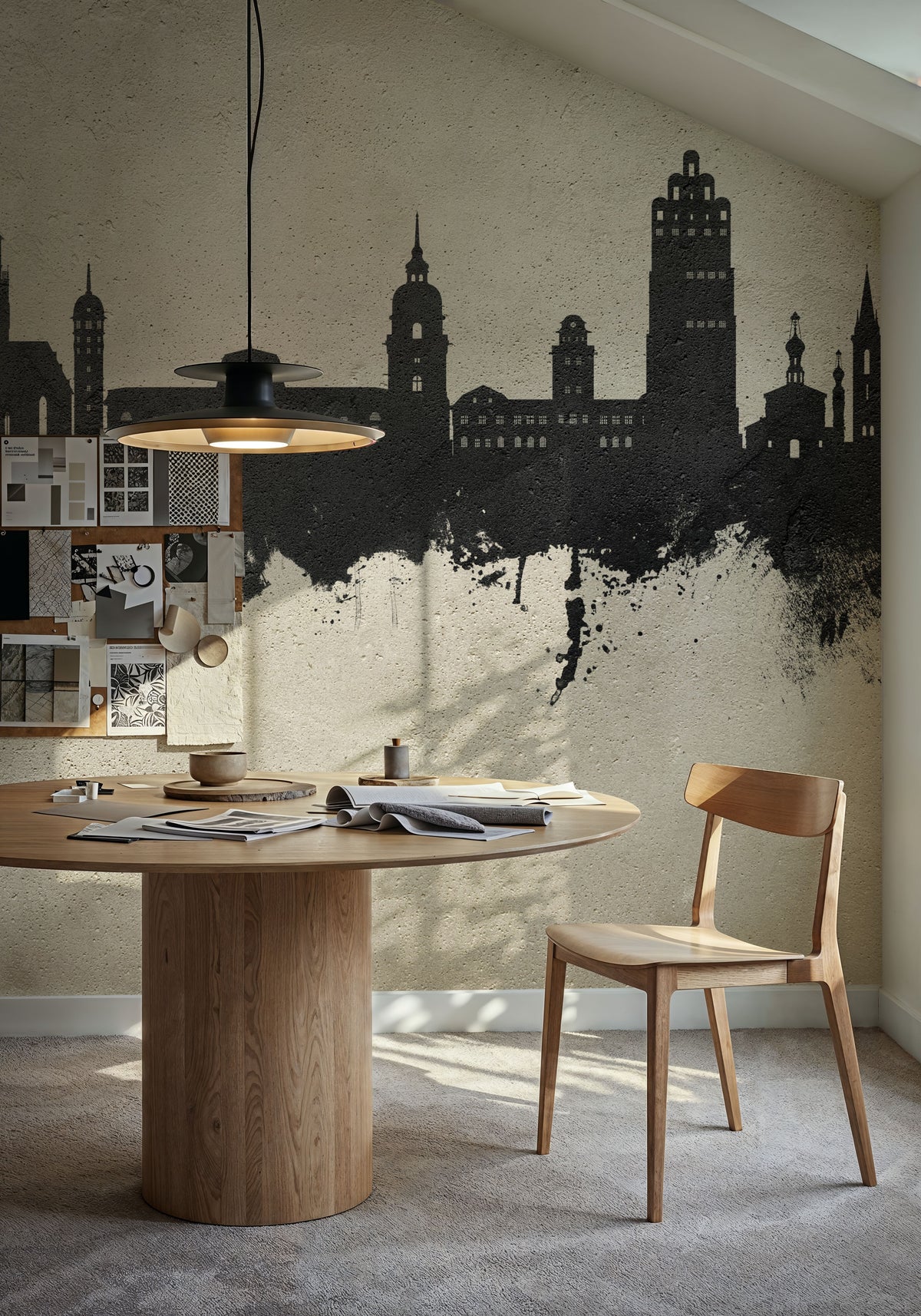Darmstadt Skyline Concrete Mural Wallpaper - room preview 04