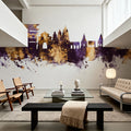 Pandharpur India Skyline Purple & Gold Mural Wallpaper - room preview 04