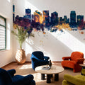 Phoenix Skyline Blue & Bronze Mural Wallpaper - room preview 04