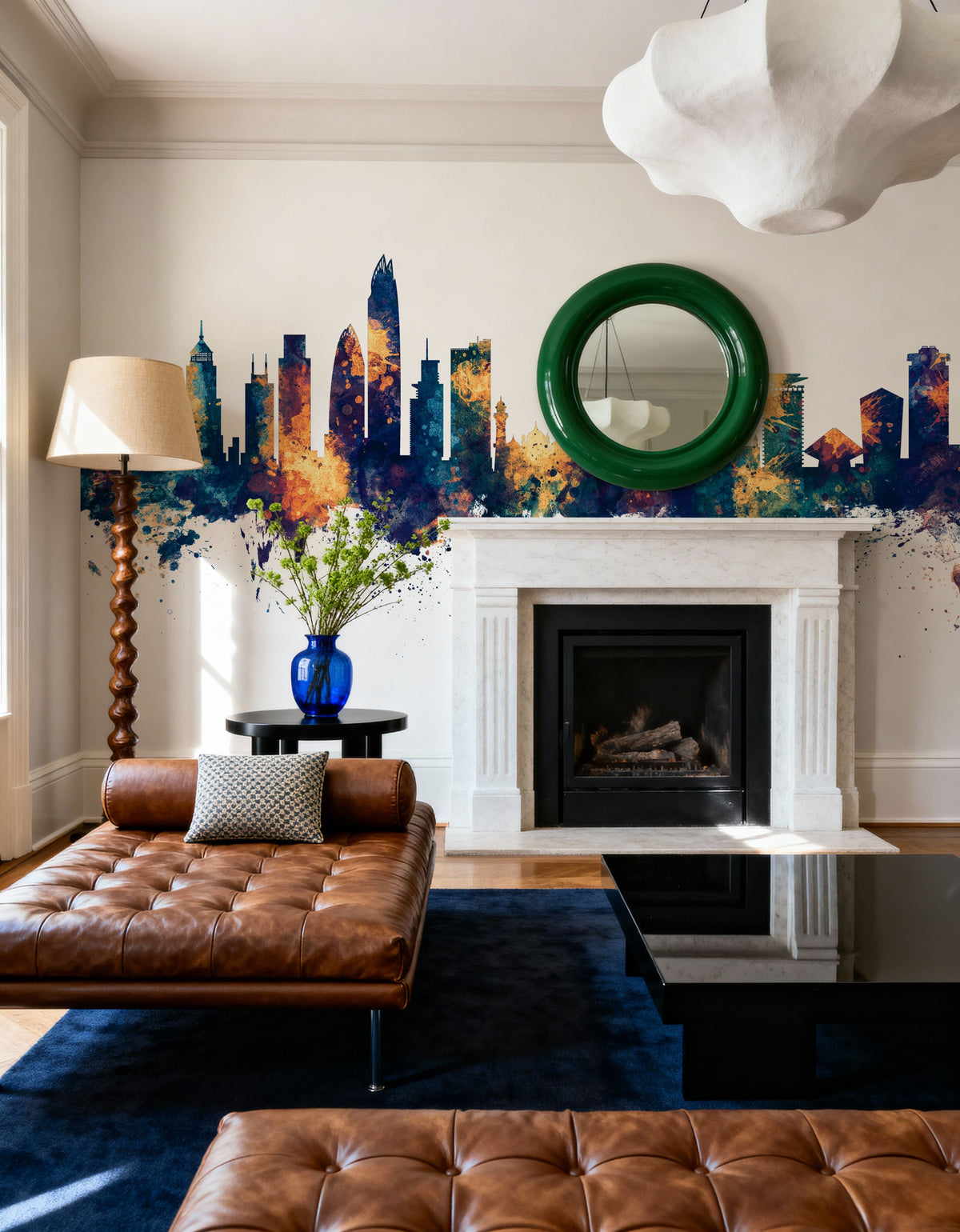 Nairobi Kenya Skyline Blue & Bronze Mural Wallpaper - room preview 04