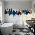 Lahore Pakistan Skyline Blue & Bronze Mural Wallpaper - room preview 04