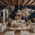 Botanical Floral Map Words Mural Wallpaper - room preview 04