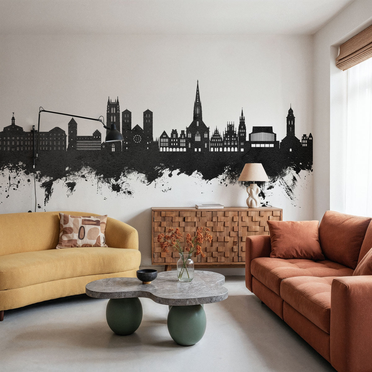 Münster Germany Skyline Black & White Mural Wallpaper - room preview 04