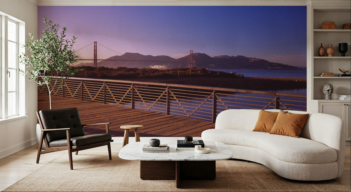 Bridge Pathway Sunset Mural Wallpaper - room preview 04