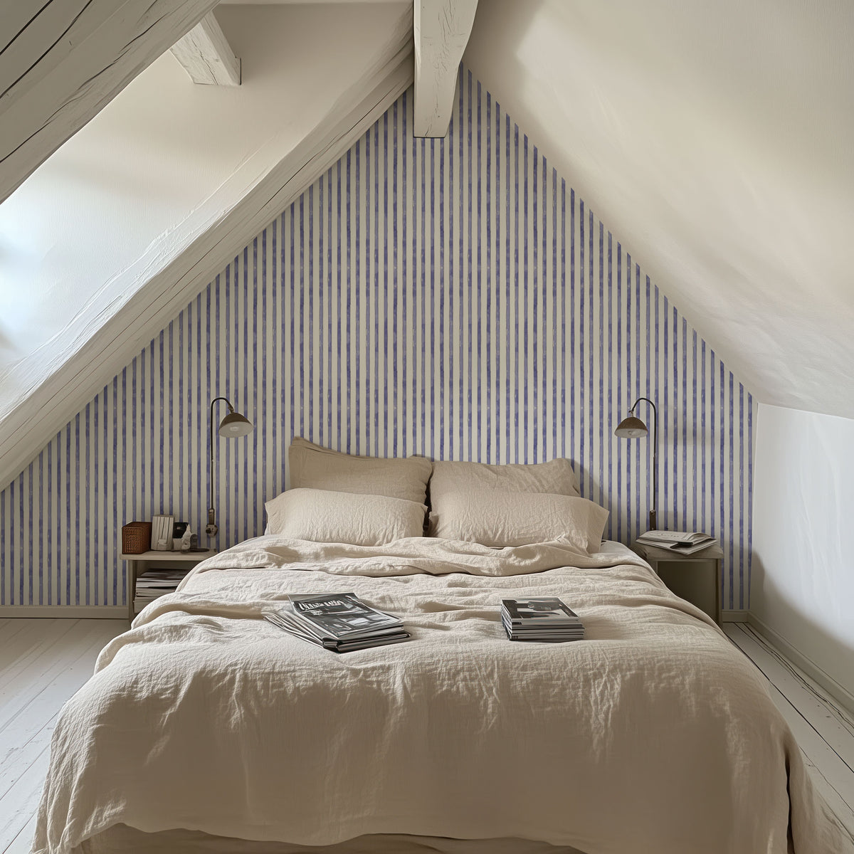 Botanical Blue Lines Mural Wallpaper - room preview 04