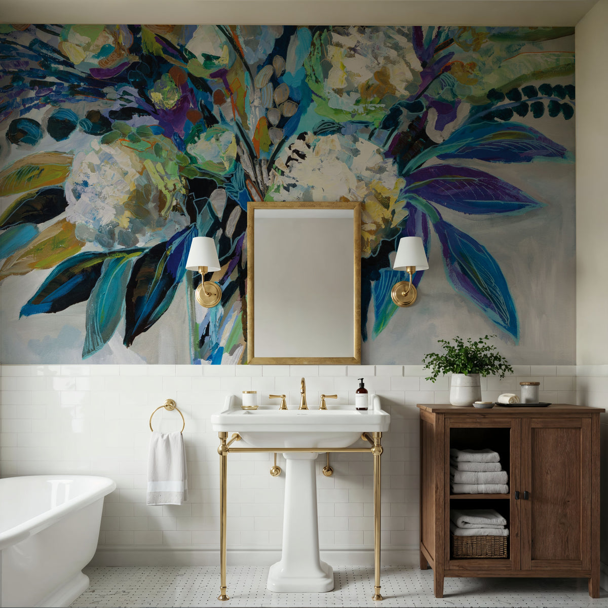 Blue Bloom Mural Wallpaper - room preview 04