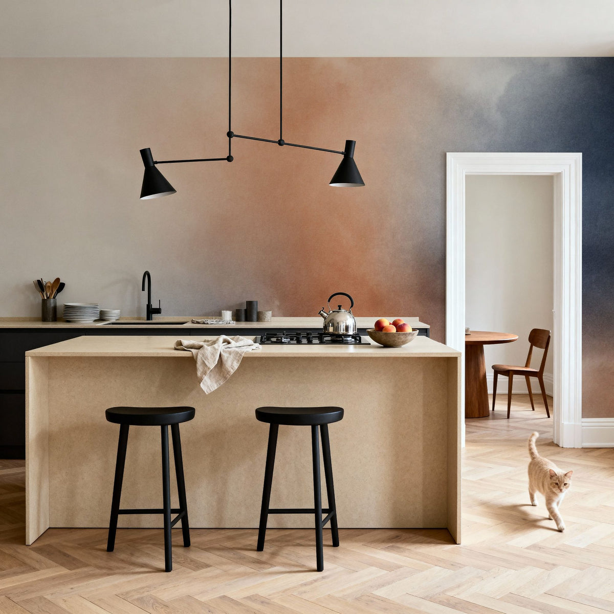 Smoke on River Mural Wallpaper - room preview 04