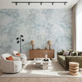 Flower Silhouette Blue Mural Wallpaper - room preview 04