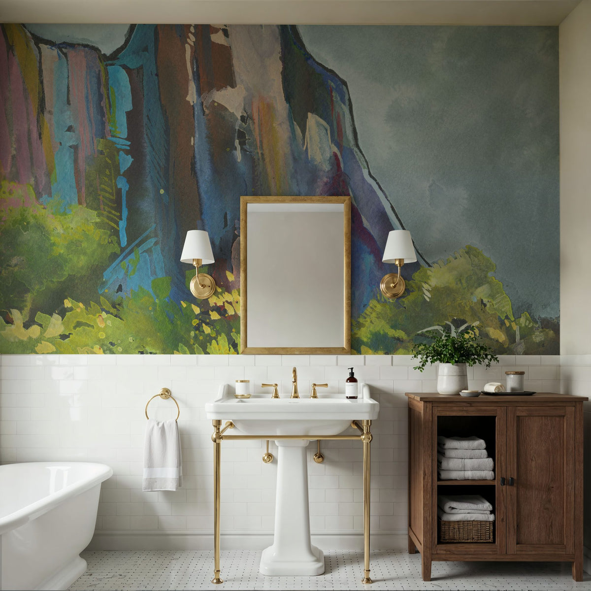 Moody Mountain Mural Wallpaper - room preview 04