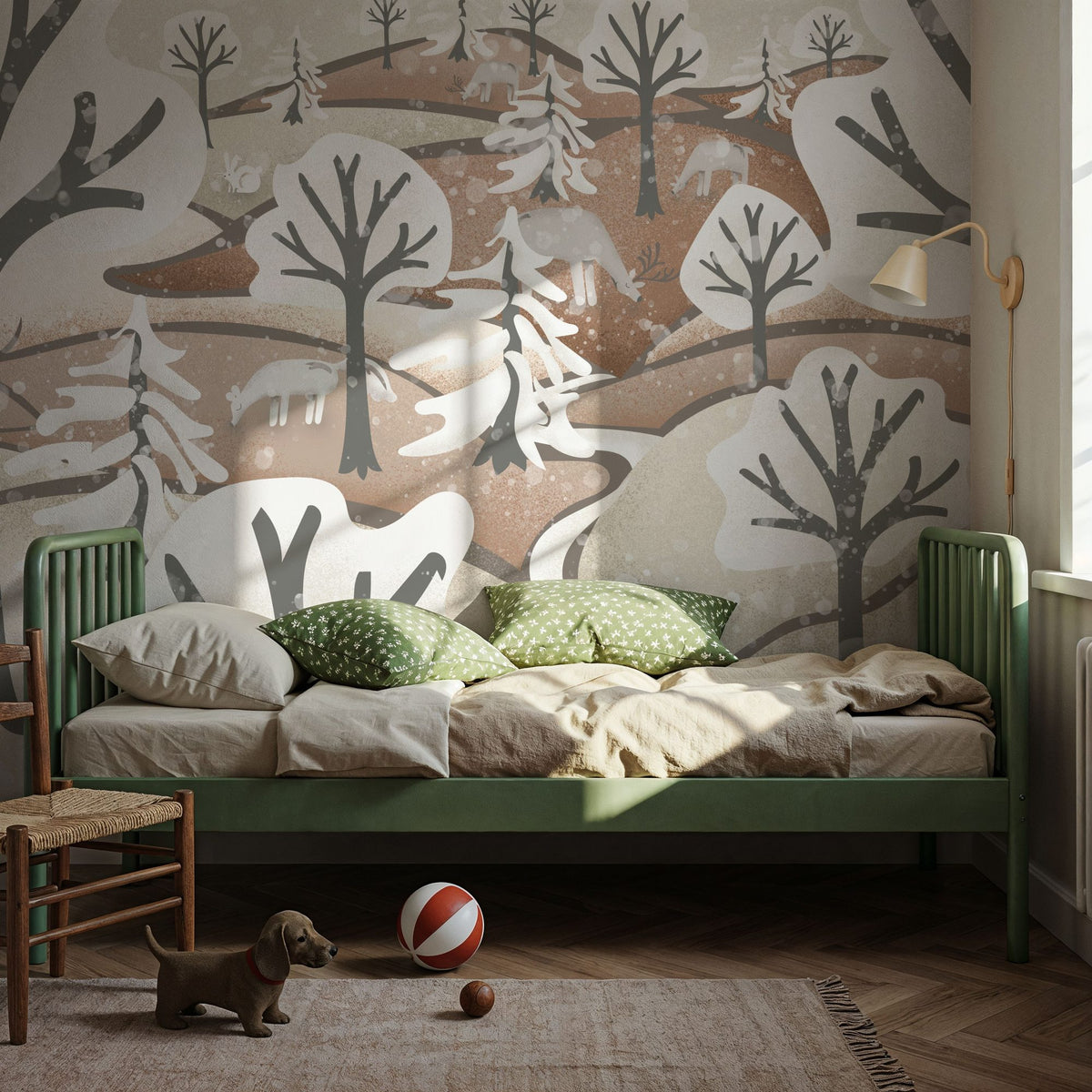 Frozen Forest, Beige Mural Wallpaper - room preview 04