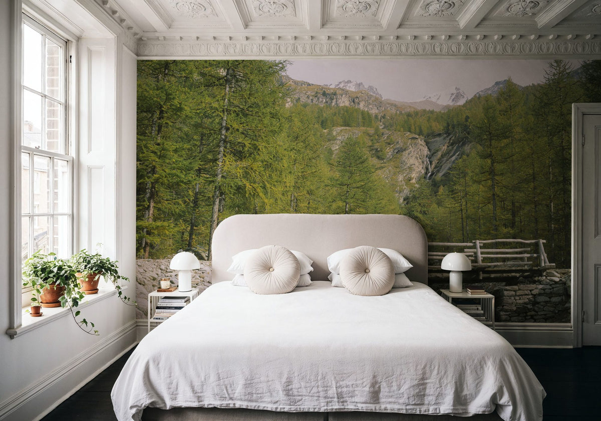 Mountain Bridge Crossing Mural Wallpaper - room preview 04