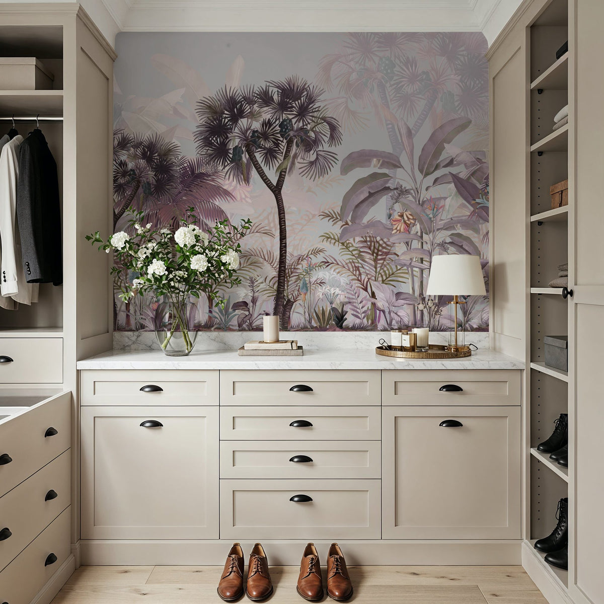 Tropical Forest Strolls Light Mural Wallpaper - room preview 04