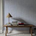 Textured Lines, French Blue Mural Wallpaper - room preview 04