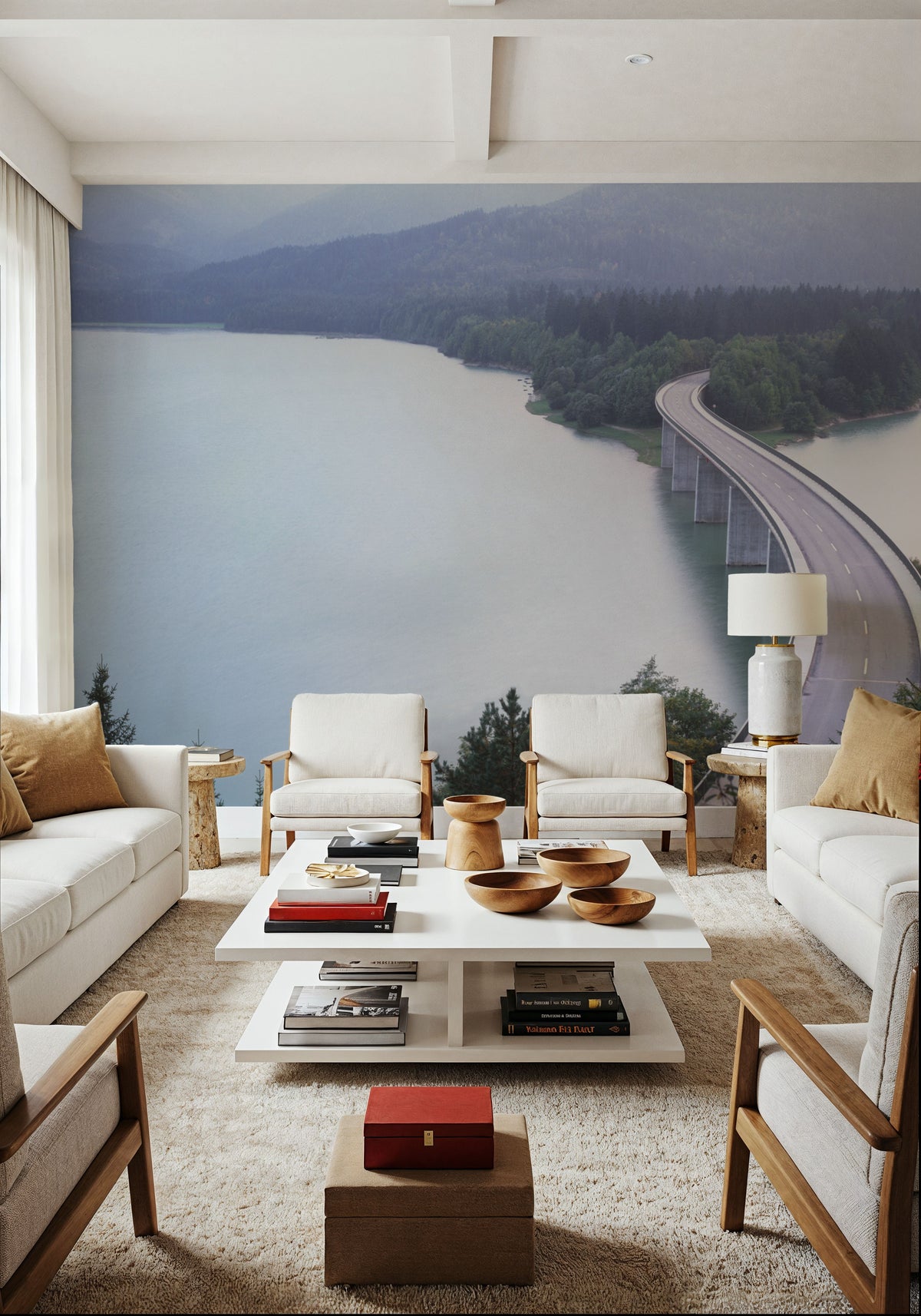Misty Bridge Crossing Mural Wallpaper - room preview 04