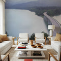 Misty Bridge Crossing Mural Wallpaper - room preview 04