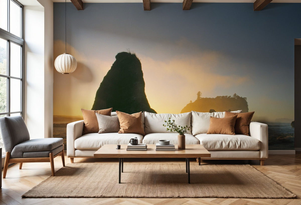 Sea Stacks in Pacific Ocean Mural Wallpaper - room preview 04
