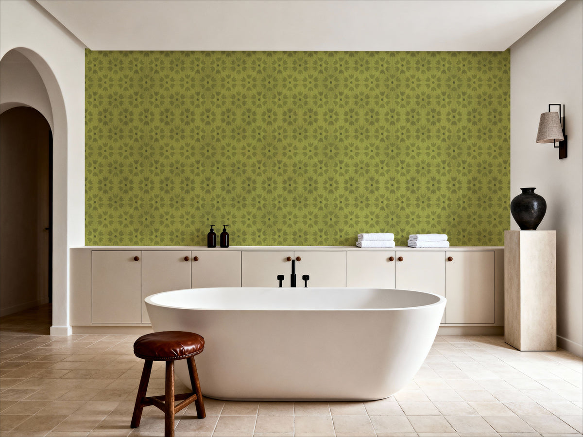 La Vida Flowers Green Mural Wallpaper - room preview 04