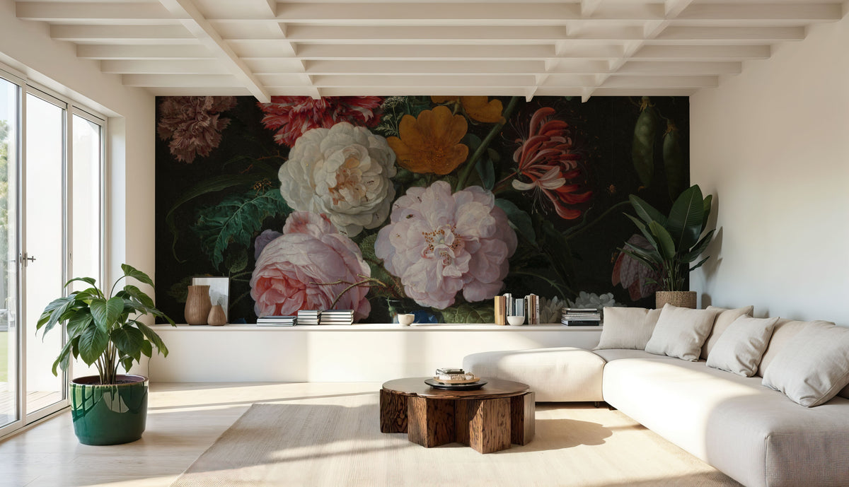 Still Life with Flowers in a Glass Vase Mural Wallpaper - room preview 04