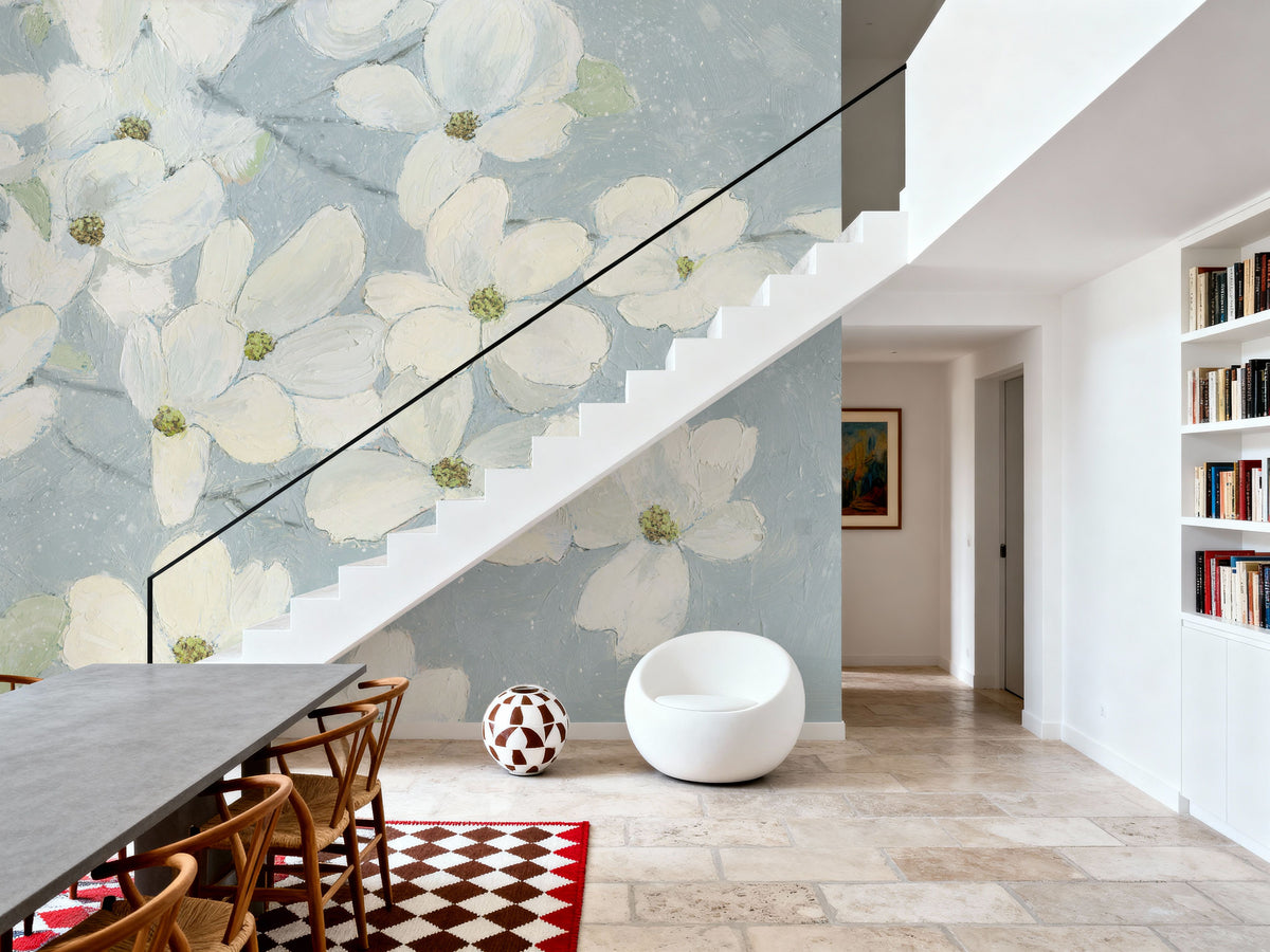 Dogwood White Mural Wallpaper - room preview 04