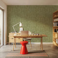 Mottled Linen Effect, Olive Green Mural Wallpaper - room preview 04