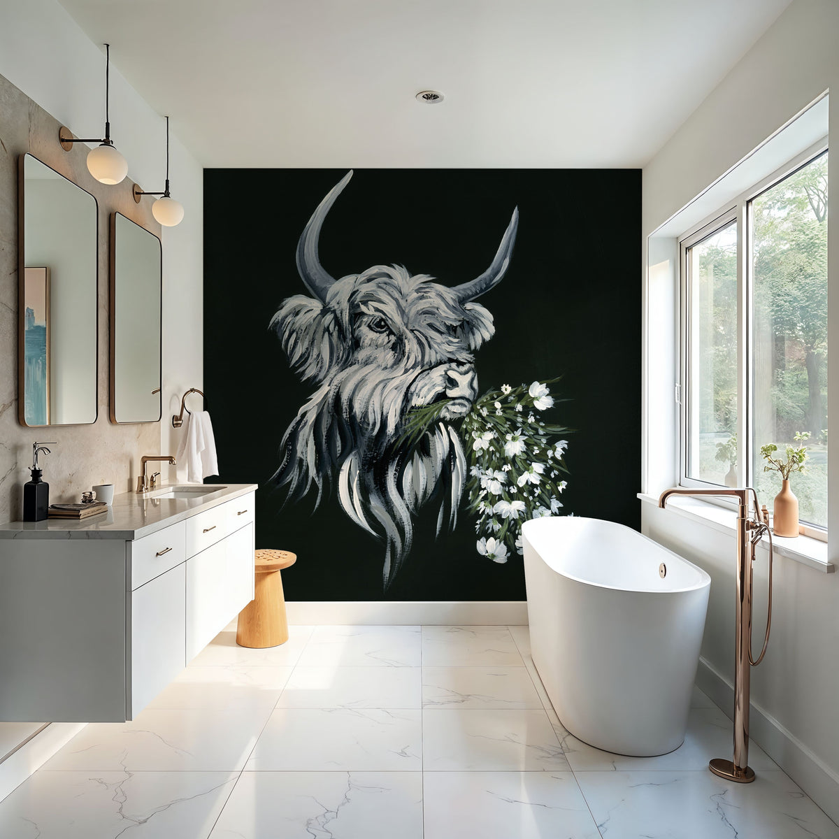 Portrait of a Cow Mural Wallpaper - room preview 04