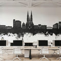 Uppsala Skyline Black & White Mural Wallpaper - room preview 04