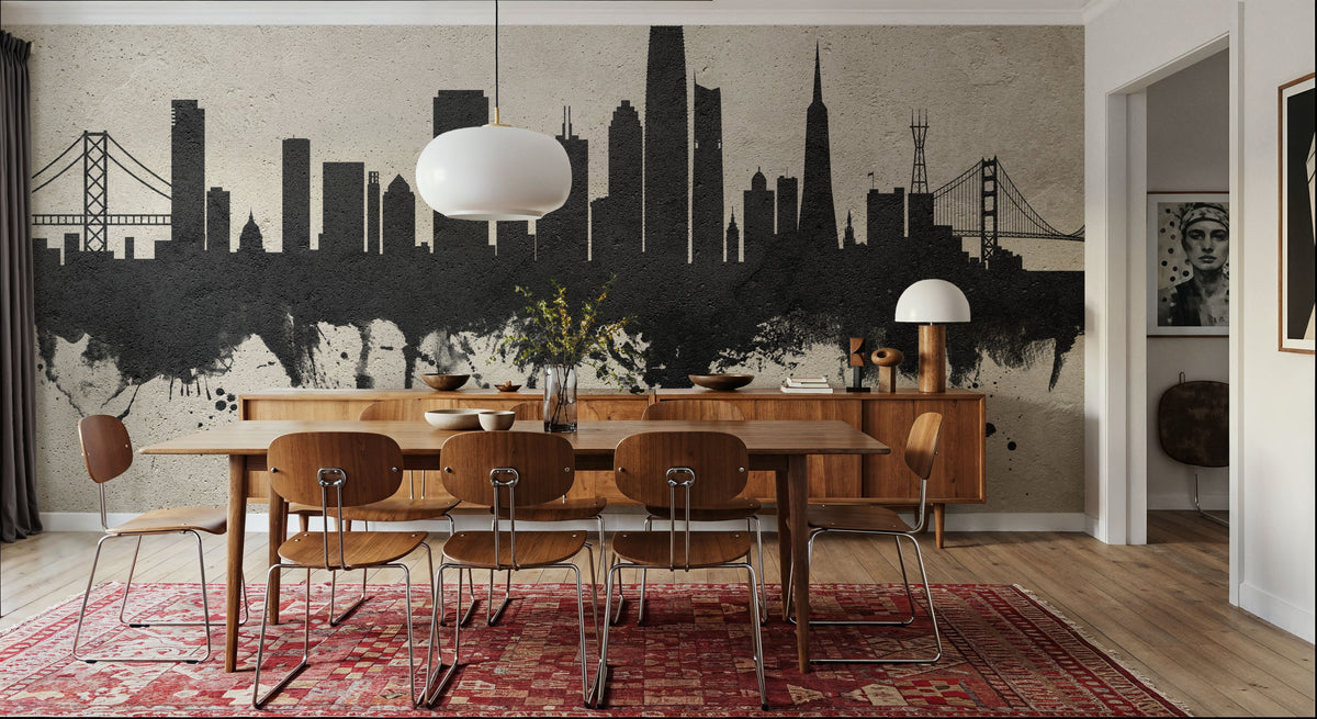 San Francisco Skyline Concrete Mural Wallpaper - room preview 04