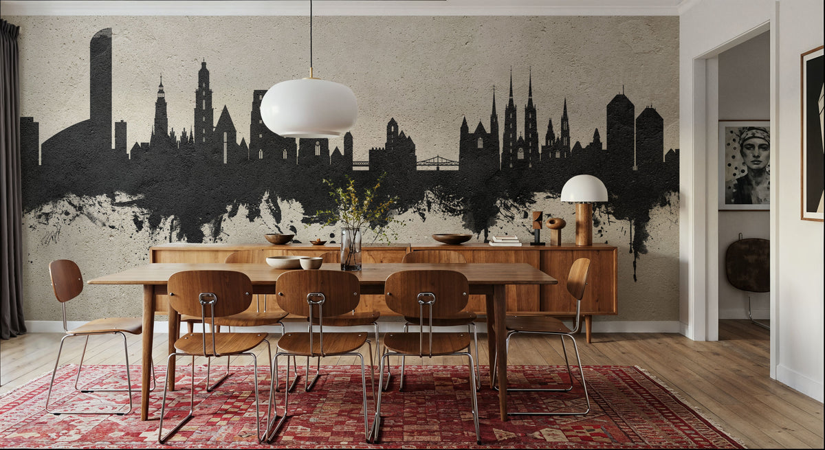 Wroclaw Poland Skyline Concrete Mural Wallpaper - room preview 04