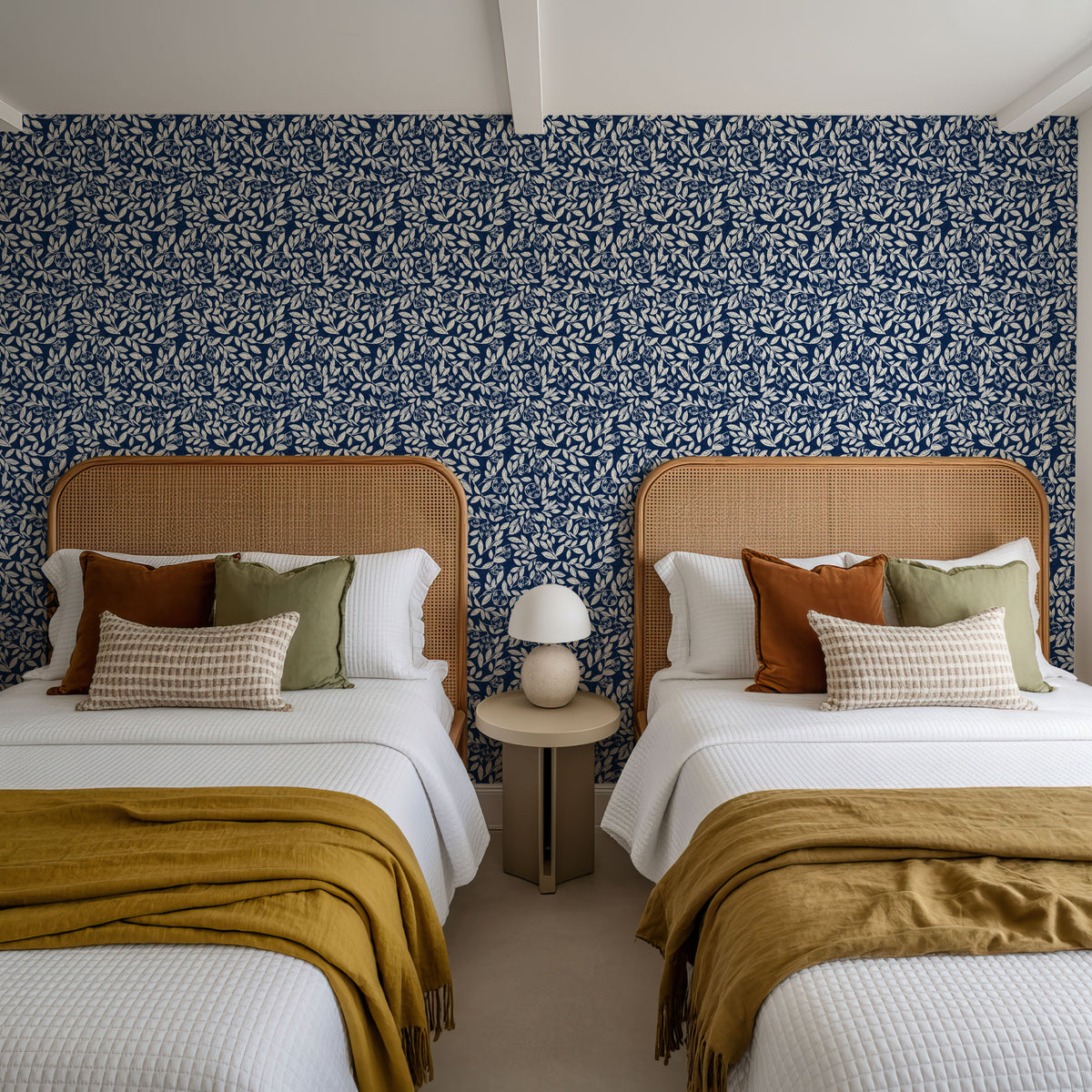 Hedge in Bloom, Indigo Blue Mural Wallpaper - room preview 04