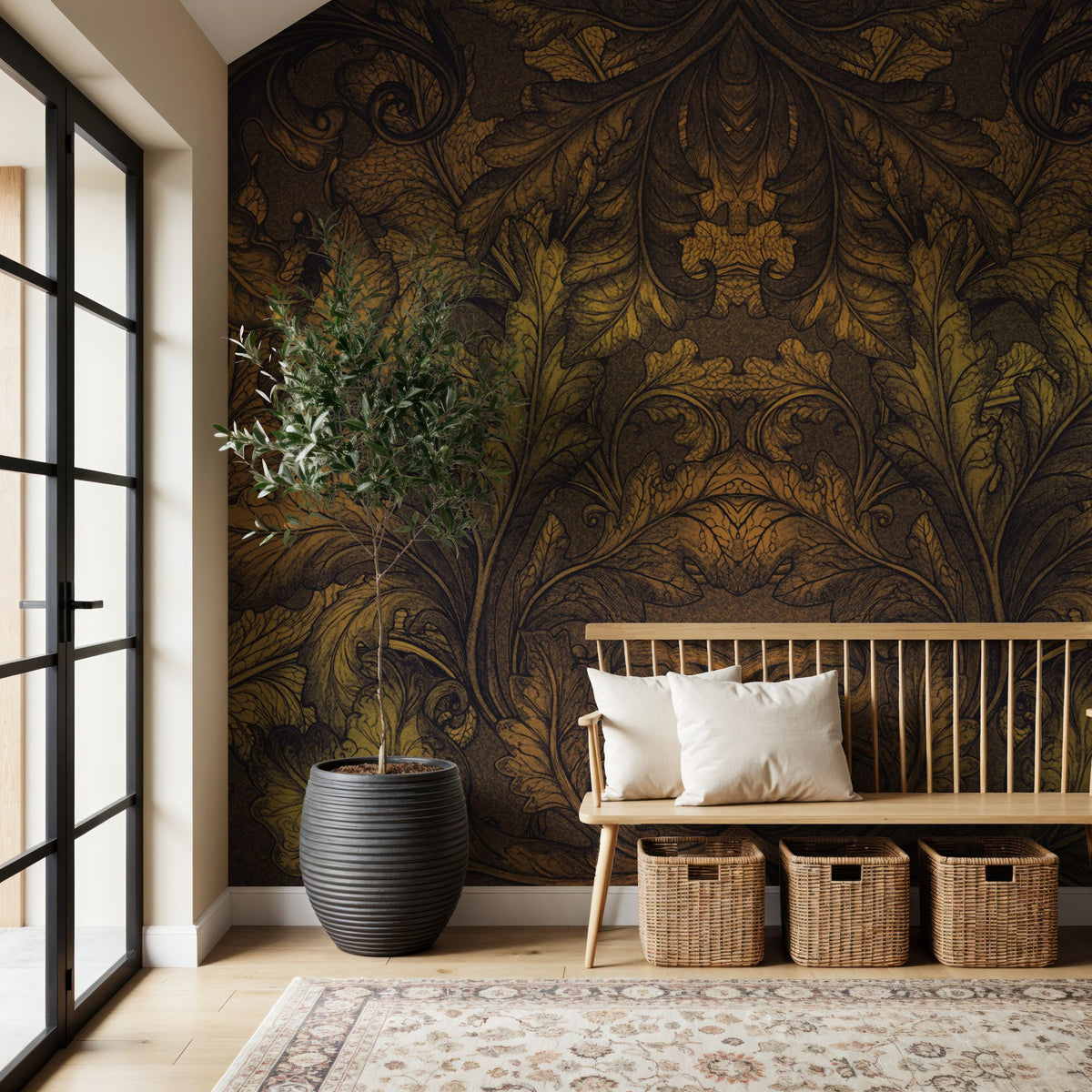 Shielded Leaf Autumn Mural Wallpaper - room preview 04