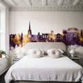 Stratford-upon-Avon England Skyline Purple & Gold Mural Wallpaper - room preview 04