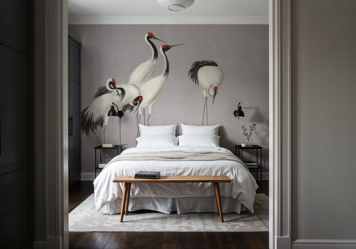 Dwellpaper Japanese Cranes - Stone Mural Wallpaper image 4