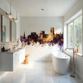 Durham England Skyline Purple & Gold Mural Wallpaper - room preview 04