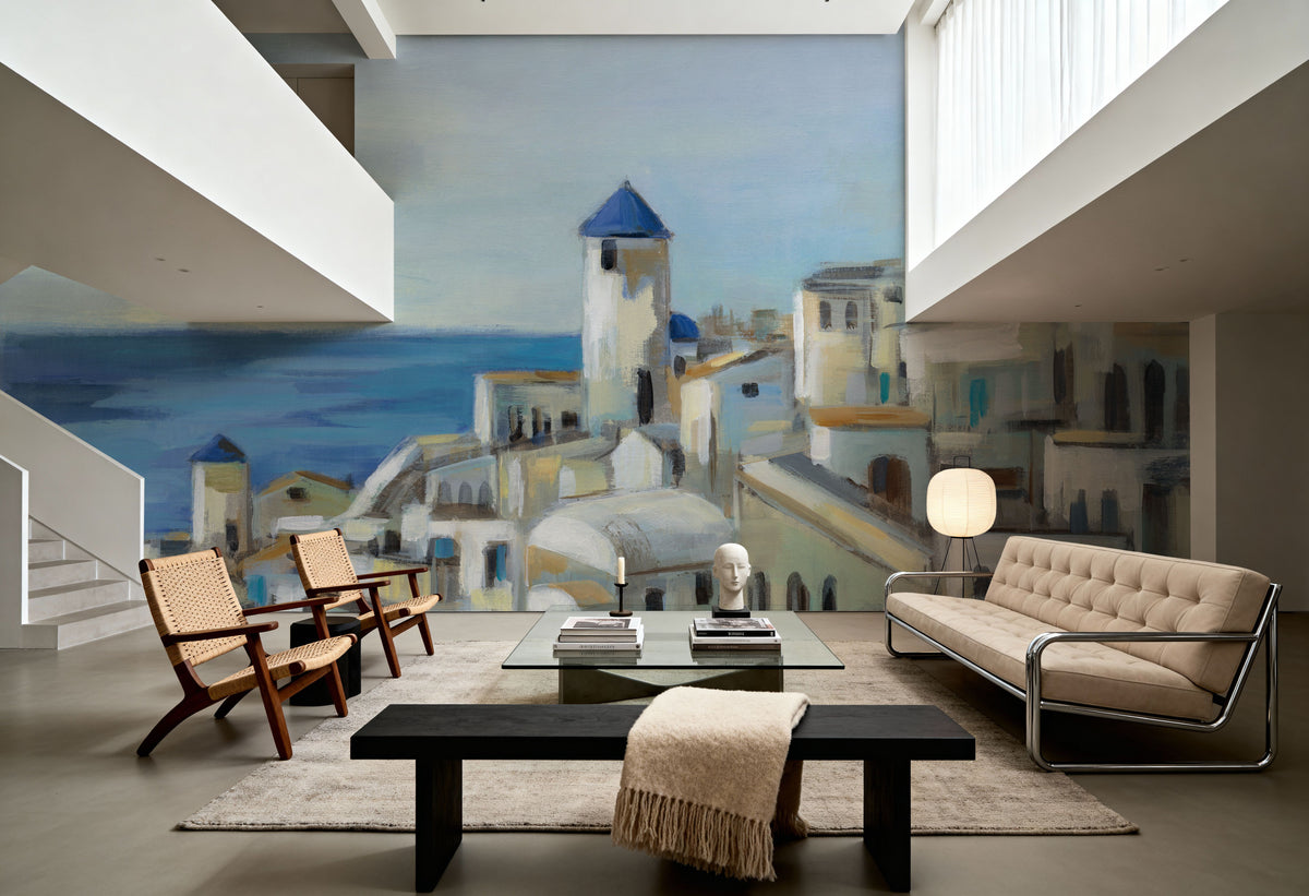 Santorini Strokes Mural Wallpaper - room preview 04
