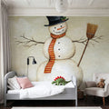 Deck the Halls Snowman Mural Wallpaper - room preview 04