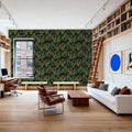 Bright Palms Pattern, Lush Green Mural Wallpaper - room preview 04