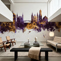 Ljubljana Slovenia Skyline Purpl & Gold Mural Wallpaper - room preview 04