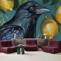 Crow with Lemon Backdrop Mural Wallpaper - room preview 04