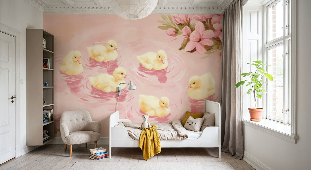 Pretty Ducklings Flower Mural Wallpaper - room preview 04