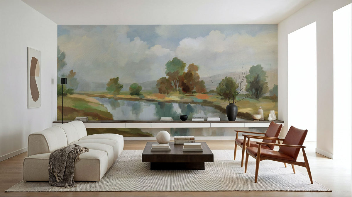 River and Clouds Mural Wallpaper - room preview 04
