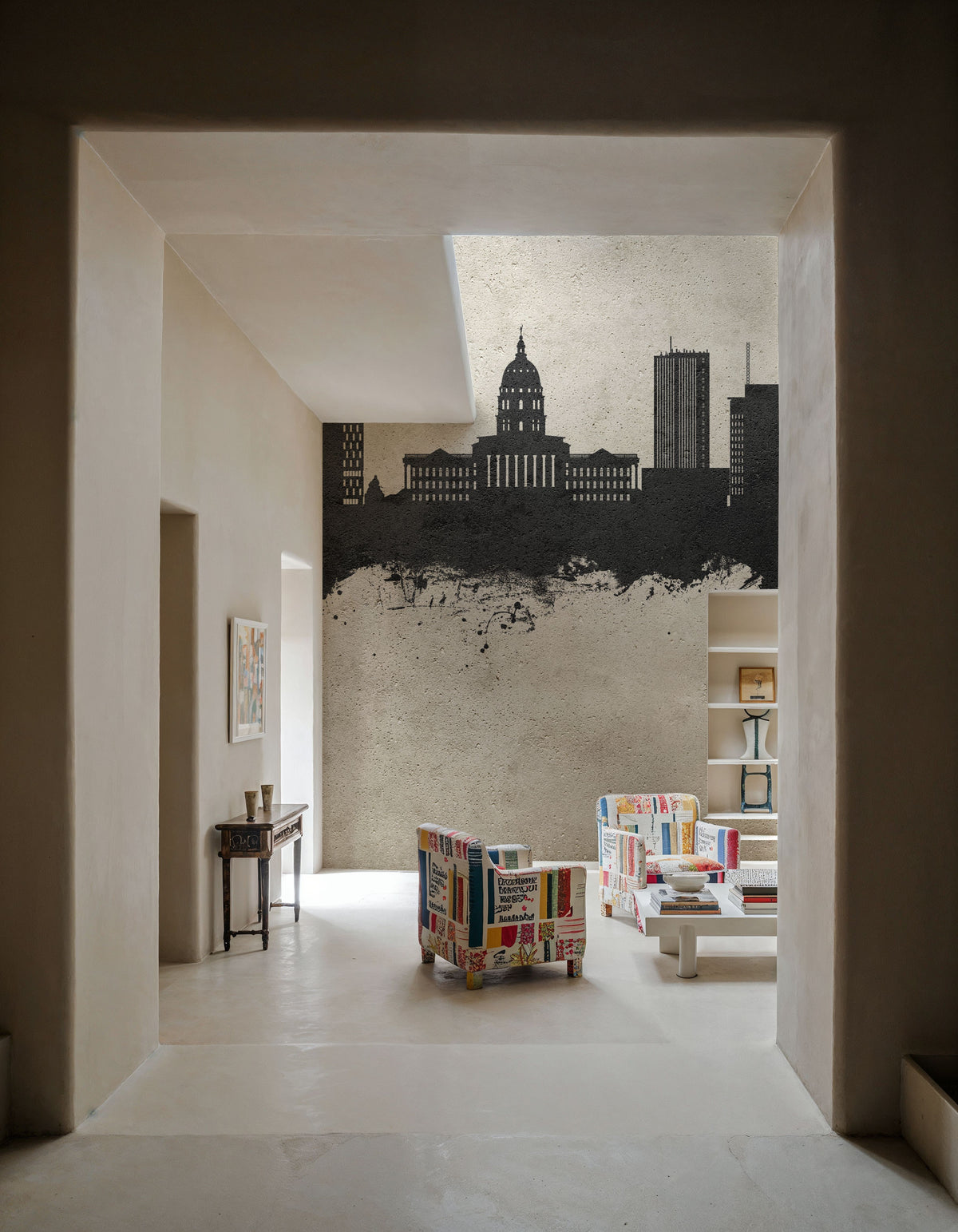 Topeka Wyoming Skyline Concrete Mural Wallpaper - room preview 04