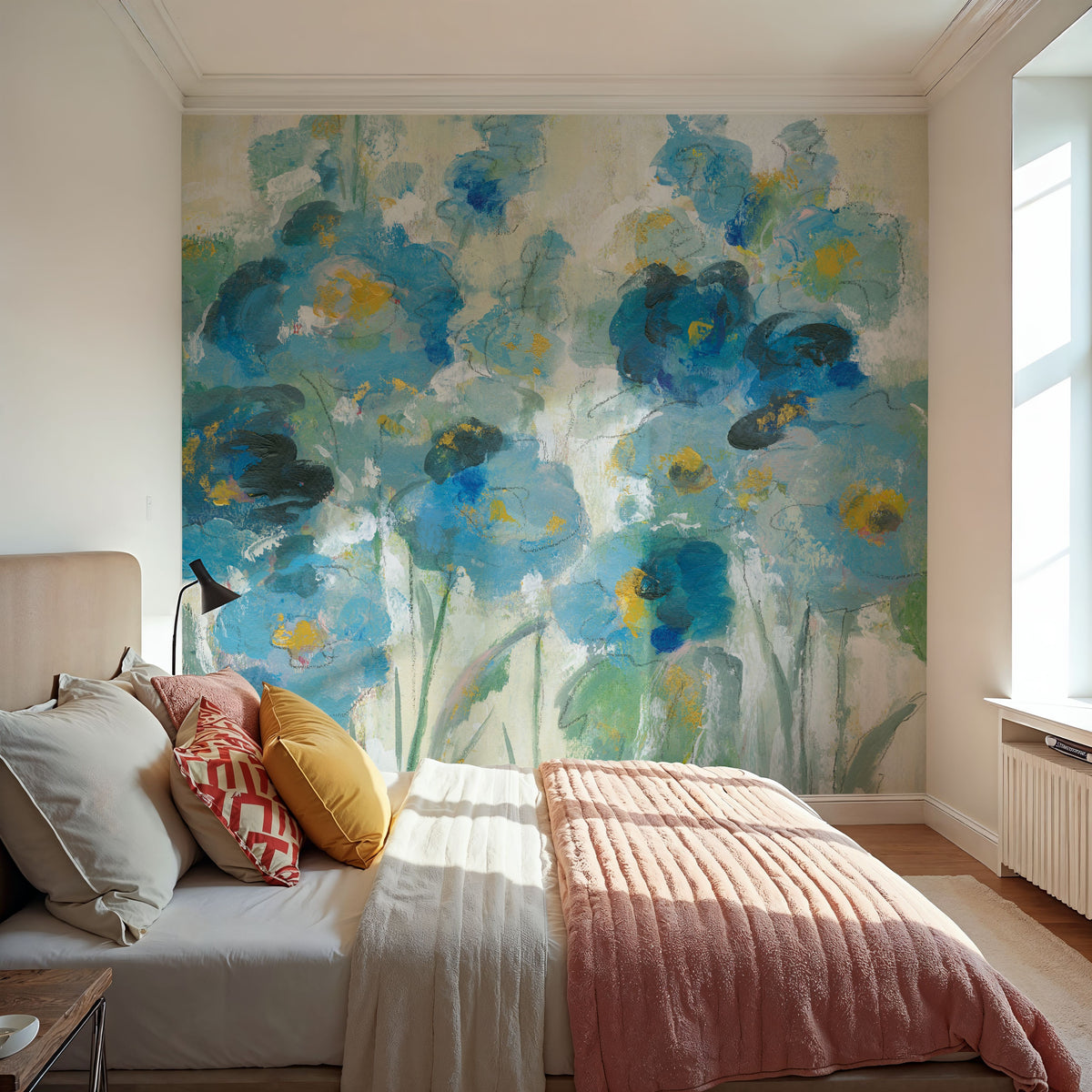 Blue Blooms Mural Wallpaper - room preview 04