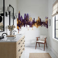 Wroclaw Poland Skyline Purple & Gold Mural Wallpaper - room preview 04