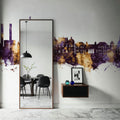 Galaţi Romania Skyline Purple & Gold Mural Wallpaper - room preview 04