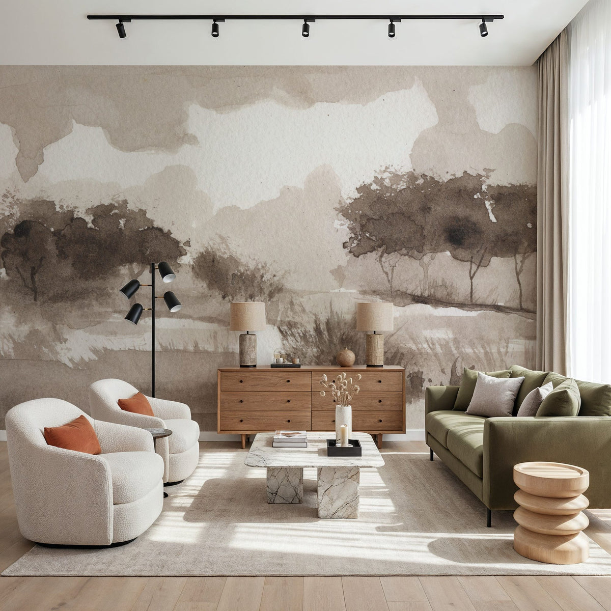 Sepia Grove Mural Wallpaper - room preview 04
